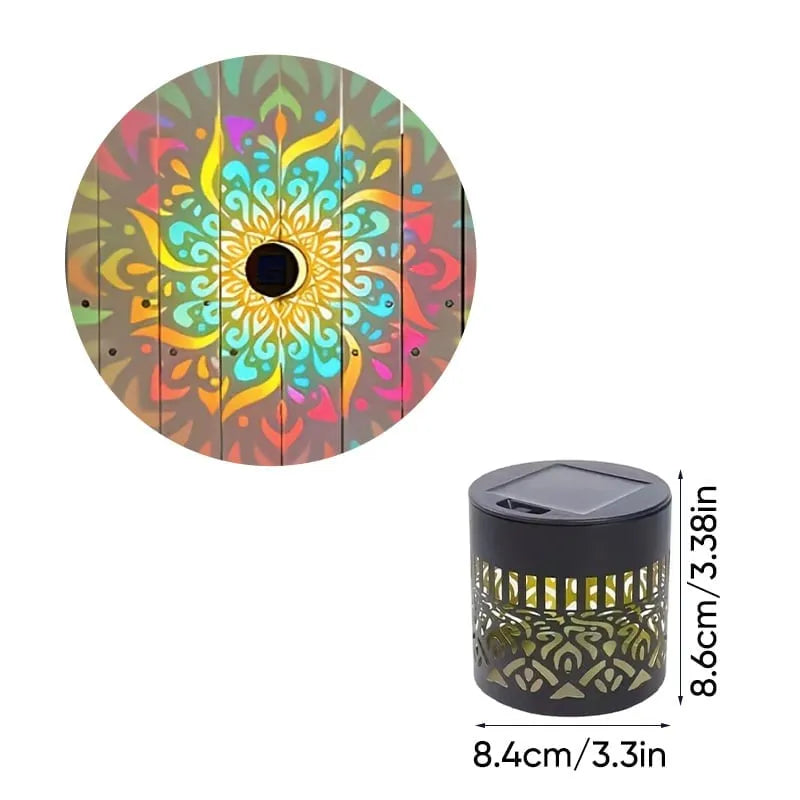 Solar mandala projector device with colorful projection